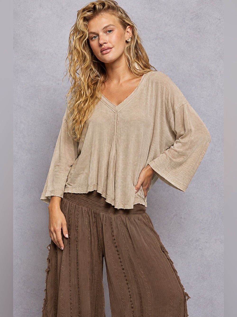 NWOT POL Casual Saturday Oatmeal Top